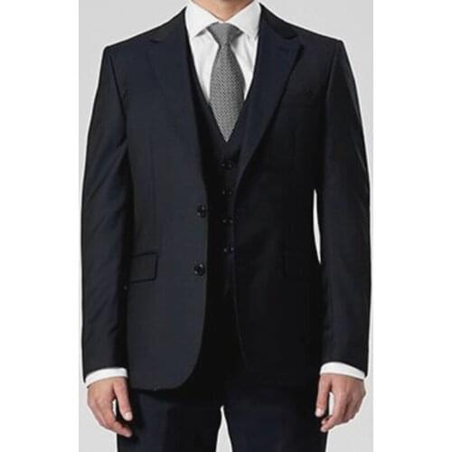 2021 New Tailor Made Fashion Black Men Suits Slim Fit Groomsmen For Wedding Dinner Party Male Clothing (Jacket + Pants + Vest)