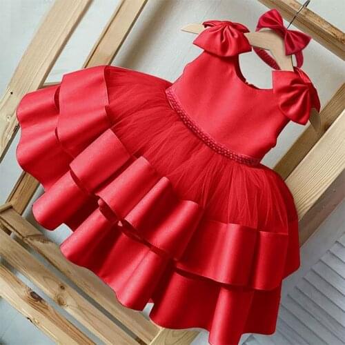 Baby Girls Dress Bow Birthday Party Princess Clothing First Baptism Christening Gown For 0-2 Years Newborn Christmas Costume