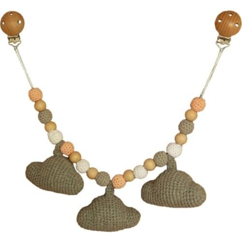 Baby Stroller Pendant Teether Pacifier Chain Rattle Pram Clip Crochet Clouds Toy