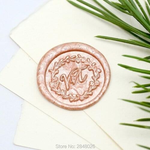 Custom wreath wax seal stamp kit,Rustic wedding invitation seals,wedding gift,personalised wood wax stamp