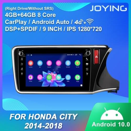 JOYING 9 inch Car Radio 4GB RAM 64GB ROM Octa Core GPS Navigation head unit with 4G&RDS&FM For Honda City 2014-2018(Right drive)