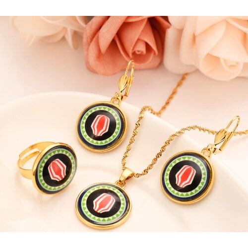 Handmade crystal BAG Pendan Necklaces Earrings Gold Color PNG Jewellery Set Papua New Guinea Wedding party women girls gifts