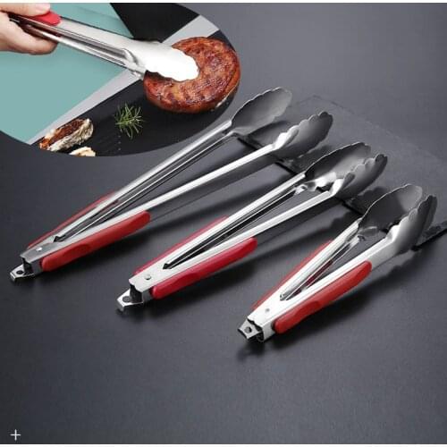 BBQ Grilling Tong Kitchen Cooking Salad Bread Serving Tong Non-Stick Barbecue Clip Clamp Stainless Steel Tools Gadgets