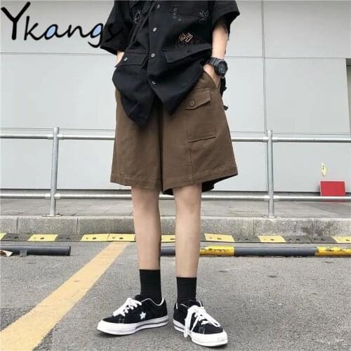 Wide Leg Loose Gothic Streetwear Y2k Cargo Shorts Women High Waist Casual 2021 Black Running Shorts with Pocket Summer Women