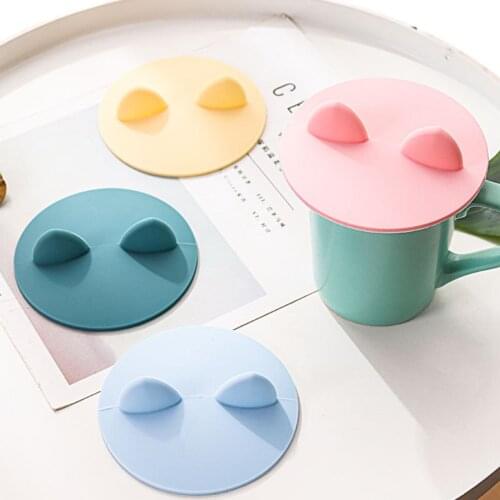 1pc beautiful cat ear silicone cup lid leak-proof coffee sealing lid brand new high-quality dustproof durable universal lid
