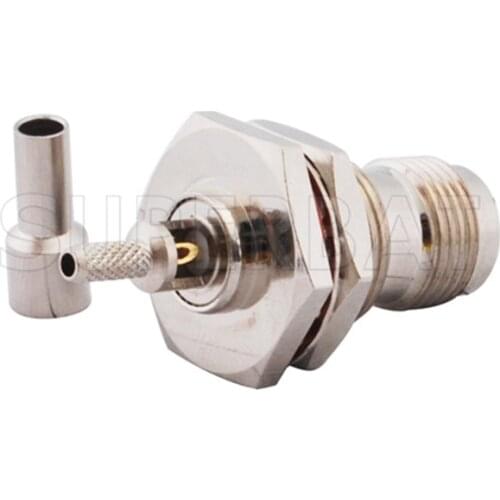 Superbat 10 pcs RP-TNC Crimp Female Jack(Male Pin) bulkhead O-ring RF Connector for Cable RG174 RG178,RG316,LMR100