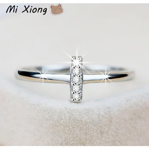 Mi Xiong s925 sterling silver designer original letter I diamond ring light luxury elegant fresh ladies custom brand jewelry
