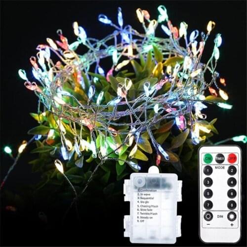 LED Firecracker String Light 2M 200 Bulbs Remote Control 8 Model Fairy Lights Christmas battery Wedding Party Decoration Lamp