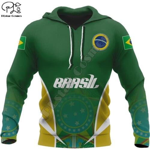 PLstar Cosmos National Emblem Brazil Flag 3D Printed Hoodies Sweatshirts Zip Hooded For Men And Women Casual Streetwear Style-1