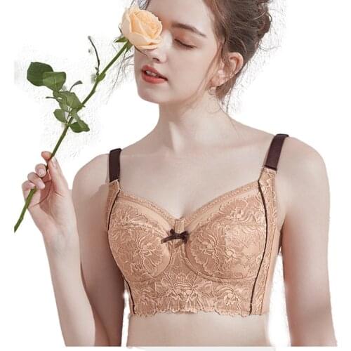 Natural latex thin womens bra large size underwear gathered adjustable sexy wire free full cup lace adjusted-straps bars
