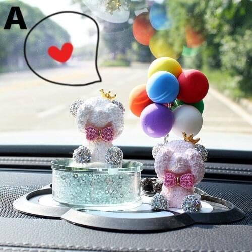 Gypsum Bear Ornament Car Console Decoration Charm Balloon Ornament Car Air Freshener Perfume Interior Decor Crystal Girls Women