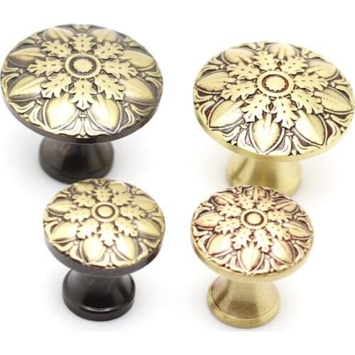 High Quality 100% Solid Copper European Classic Bronze Drawer Cabinet Cupboard Door Knob Furniture Handle Single Hole