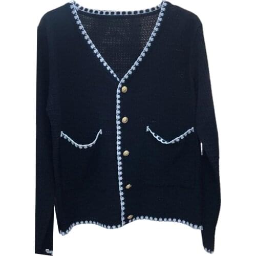 Women Autumn Single-breasted Pockets Cardigan Long Sleeve V Neck Coat Knitwear Large Size Sweater Female Elegant Jumpers Coat