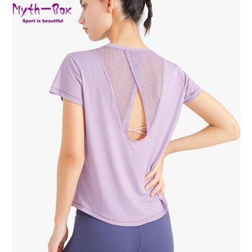 Women Loose Yoga Shirt Mesh Hollow Out Running Shirts Short Sleeve Sport T-shirts Girls Quick Dry Gym Workout Tops Blouse Female
