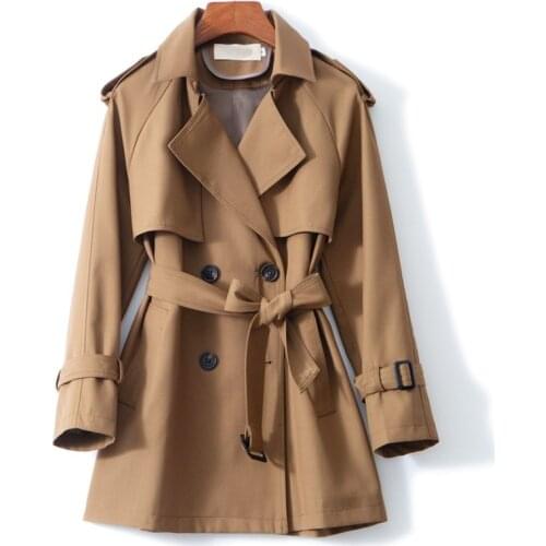 Womens Trench Coat 2020 New Female Spring Autumn Womens Wind Breaker Ladies Dark blue Coats Women Fashion Suit Collar Coat
