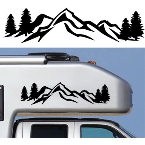 1PCS Mountain Adventurer Car Sticker Mountain Pine Tree Graphic Camper Truck Side Door Decoration Vinyl Sticker Car Accessories