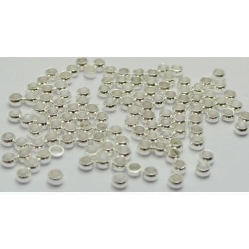 1000 pcs Silver Plated Brass Round 2.5mm Crimp End Beads