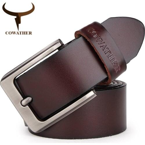 COWATHER men belt cow genuine leather designer belts for men high quality fashion vintage male strap for jeans cow skin XF002