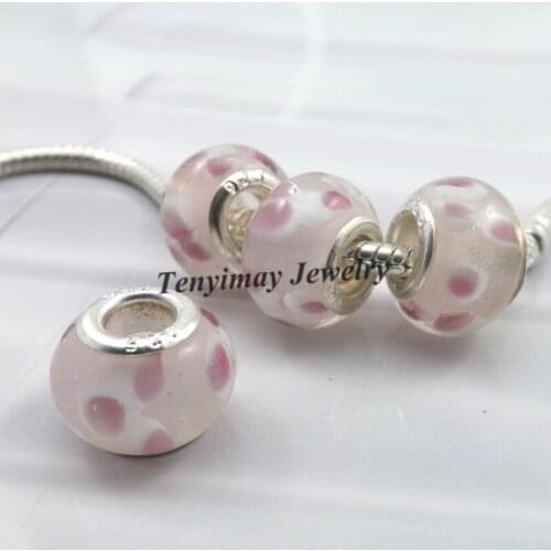 50pcs Fashion European Charm Beads Silver Tone Glass Beads For Snake Chain Bracelet LB819