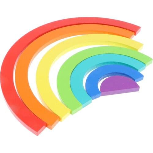 7 Color Wooden Blocks Rainbow Stackable Baby Toddler Educational Toys Montessori