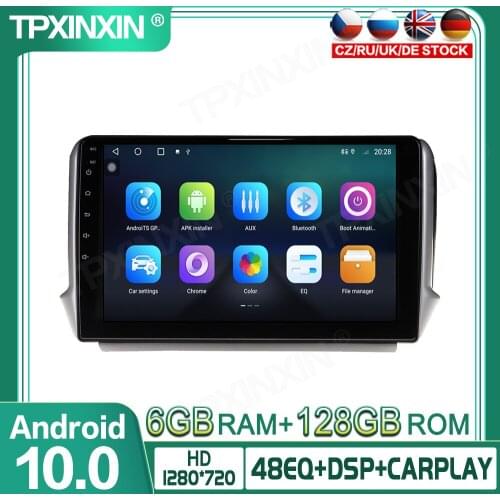 6+128G For Peugeot 2008 208 2011-2019 Car Multimedia Player GPS Navigation Head Unit Auto Radio Audio Stereo Tape Recorder