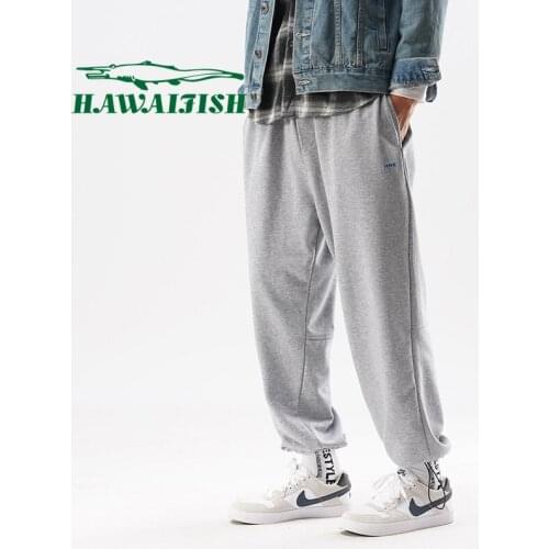 Spring and autumn mens casual sports trousers thin section of youth cotton straight leg pants drawstring wide leg pants