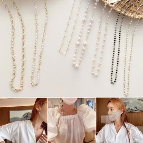 Vintage Beaded Faux Pearl Metal Glasses Chain Women Sunglasses Holder Rope Fashion Eyeglasses Strap Face Mask Chain Hang On Neck