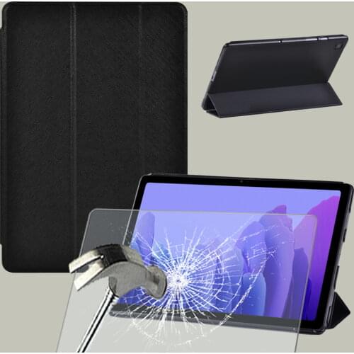 Tablet Case for Samsung Galaxy Tab A7 T500 T505 10.4/Tab A 10.1 T510 T515- New Anti-fall Leather Flip Cover Case + Tempered Film