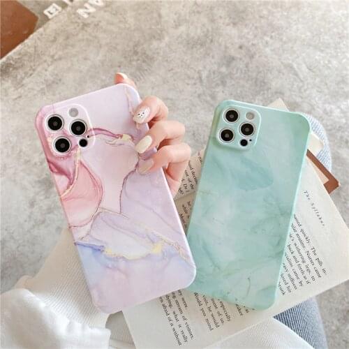 For iPhone 12 Mini 11 Pro Max XR X XS Max SE2020 7 8 Plus Fashion Marbling Pattern Liquid Phone Case Soft TPU Texture Back Cover