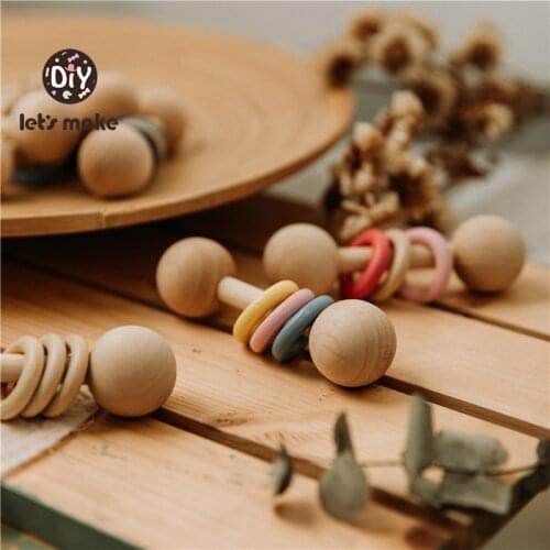 Lets make Montessori Baby Rattles Newborn Music Teether Rattle 0-12 Education Mobile Cot Stroller Crib wooden Toy Birthday Gift