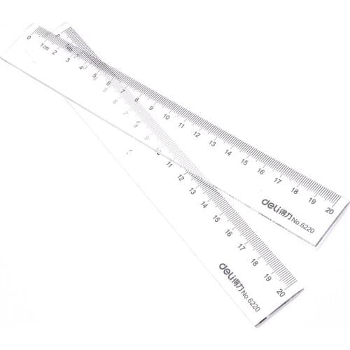 Deli 20cm Transparent Plastic Straight Ruler Measuring Scale Rule Art Drawing Tools Stationery Sotre Office School Supplies