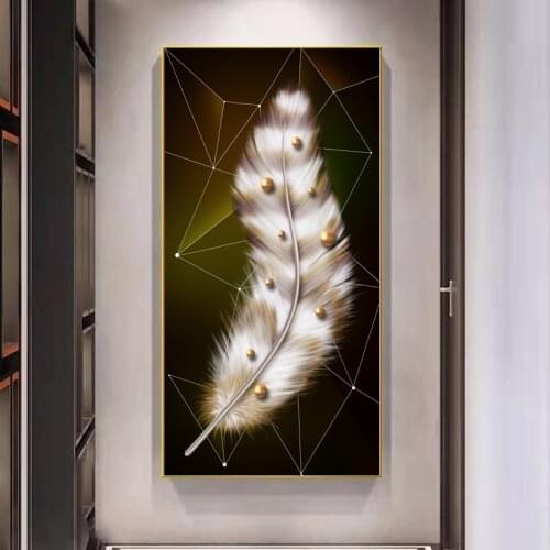 Home Entrance Decorative Painting Modern Minimalist Corridor Aisle Vertical Feather Mural Bedroom Dining Room Canvas Print