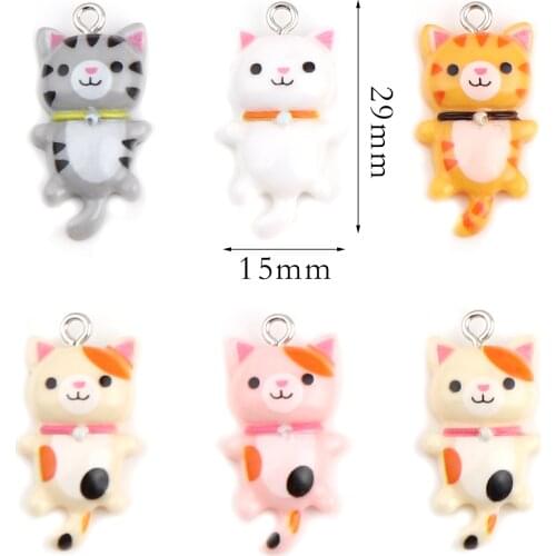 Doreen Box Kawaii Resin Charms Cat Animal For Women Handmade DIY Making Earrings Necklace Pendants Party Jewelry Findings,10PCs