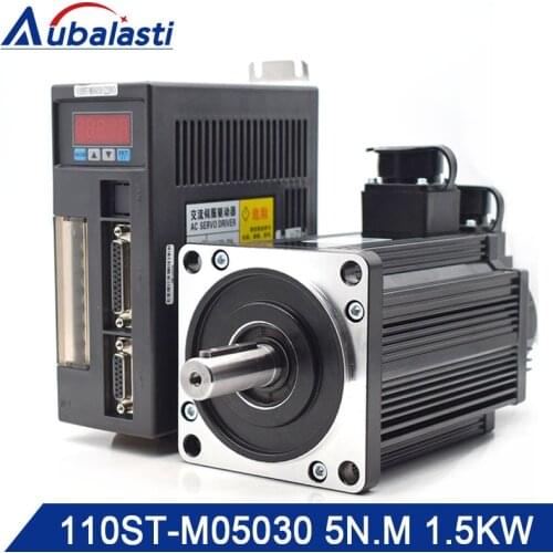 Aubalasti Servo Motor Driver AC Servo Motor Kit 110ST-M05030 220V 1.5KW 4N.M 3000rpm AASD 30A For Engraver and Cutting Machine