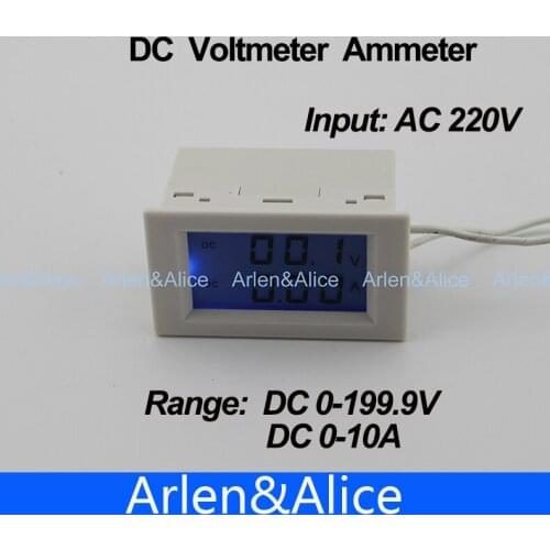 Dual LCD display DC Voltage and current meter voltmeter ammeter range DC 0-199.9V 0-10A Blue backlight