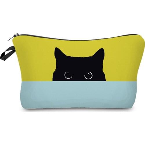 Double Sided Cat Cosmetics Organizer Bag New Fashion Womens Makeup Bag Practical Storage Bags for Women Small Pencil Case