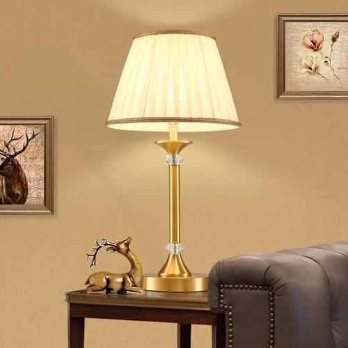 European art full copper Table Lamps American retro copper decorative wedding bedroom bedside desk lamp LO7135