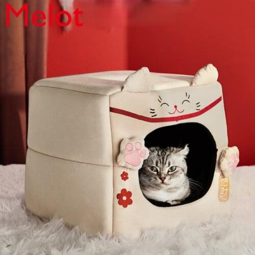 Four Seasons Supplies House Pet Net Red Winter Kennel Universal Cat Nest Closed Removable Washable Cat Warm Villa Family Gift