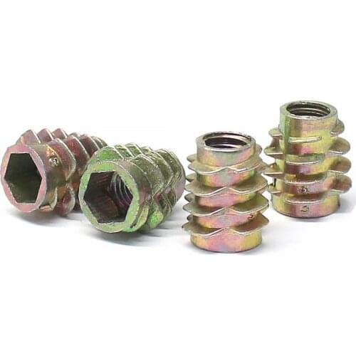 50pcs / 100pcs M4 M5 M6 M8 M10 Hex Drive Unhead Nut Zinc Alloy Furniture Nuts Threaded For Wood Insert