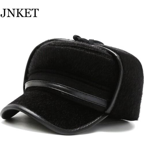 JNKET New Men Flat Caps Warm Earflaps Cap Outdoor Travel Sunhat Winter Hat Casquette