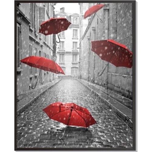 Red umbrella Black White picture Diamond Painting Diy 5D Round Drill cross stitch Painting Embroide Handmade Art Home Decoration