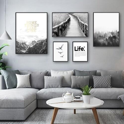 Nordic Forest Posters And Prints Wall Pictures For Living Room Mountain Canvas Painting Wall Art Decoration