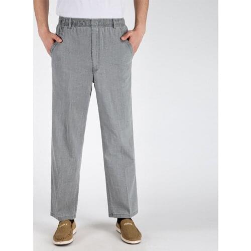 Linen Loose Cotton Elastic Band Thin Work Vintage Wide Legs Pants Mens High Waist Trausers Summer Pants Clothing Novelty 2021