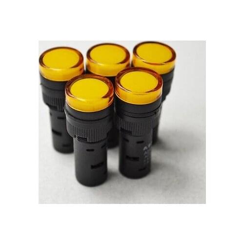 New 10pcs TOP 12V 24V 110V 220V 380V 16mm Yellow LED Power Indicator Signal Light