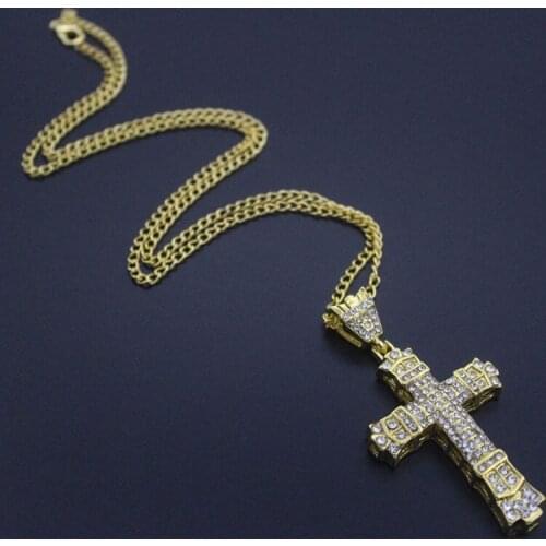 Cross Necklace Hip Hop Zircon Cross Pendant Fashion Women Men Rhineston Chain Female Party Jewelry Male Accessories