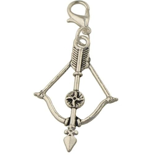 35pcs/lot metal charms pendants clasps bracelets keychains dangles archery bow and arrow 52mm silver open diy jewelery findings