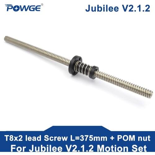 POWGE Jubilee V2.1.2 Motion Parts T8x2 lead Screw Length 375mm Trapezoidal ACME Small Delrin Anti-Backlash Nut kit 3D printer