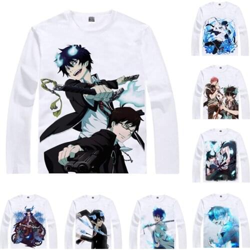 Blue Exorcist T-Shirts Men Hip Hop Long Sleeve Anime Shirts Ao no Ekusoshisuto Rin Okumura Yukio Kazue Kato Women Anime Shirt
