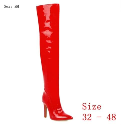 Spring Autumn Women Over the Knee Boots Thick High Heel Woman Thigh High Boots Small Plus Size 32 - 48