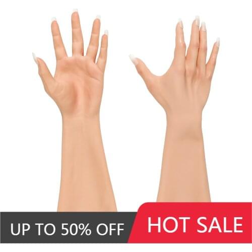 KUMIHO 40cm Silicone Female Gloves Fake Female Hands High Quality Skin Gloves for Drag Queen Transgender Performance Props